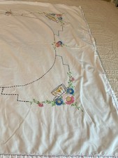 Vintage Hand Embroidered Tablecloth/46x45
