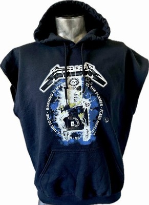 Metallica Album Ride The Lightning Black Graphic Sleeveless hoodie Size LARGE
