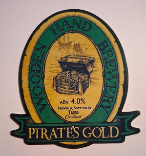WOODEN HAND brewery PIRATE'S GOLD real ale beer pump clip CLOSED Cornwall