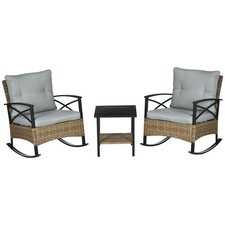 Patio Rocking Chair Set with Cushions and Outdoor Table