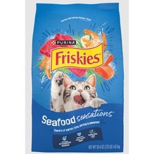Lote de 4 cajas a granel de comida seca para gatos Friskies Seafood Sensations nueva bolsa de 3,15 lb