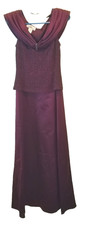Patra Women's size 6 Maroon Satin look Sparkle Top Sleeveless Gown DW921