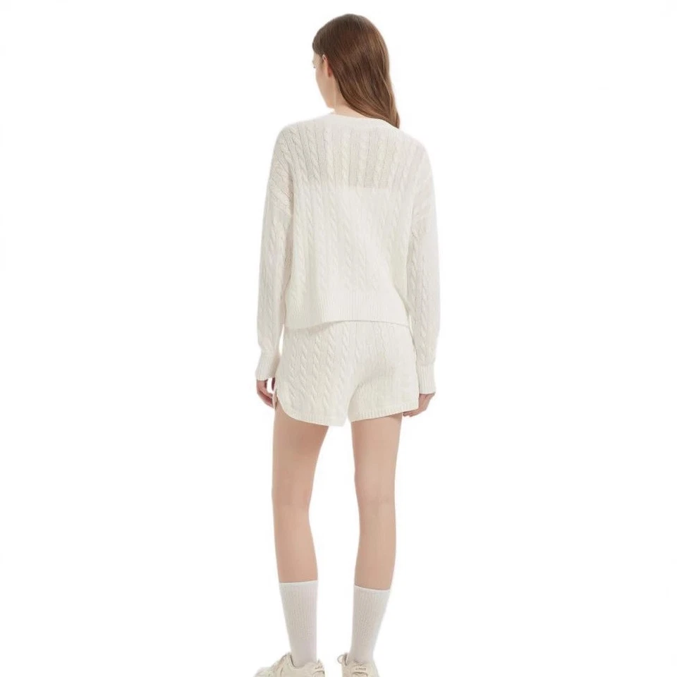 Brunello Cucinelli Womens Sequins New Long-sleeved Round Neck Loose Top Shorts - Image 3 of 4