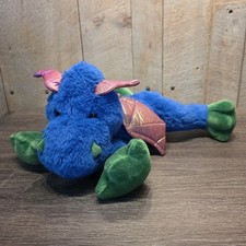 Dandee Collectors Choice Dragon Blue Green Floppy Plush Lovey Pink Wings 13"