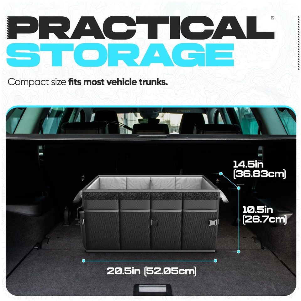 Organizador maletero coche plegable SUV almacenamiento varios compartimentos accesorios 50L Foto 4 de 4