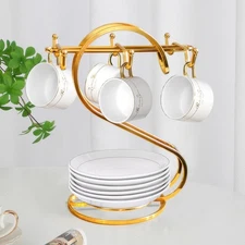 Coffee Mug Holder Metal TeaCups Holders Countertop Coffee Tea Gold