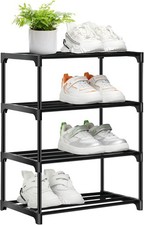 Shoe Rack Stackable Small 4 Tier, Shoe Slots Rack Footware Storage, Slim Shoe R