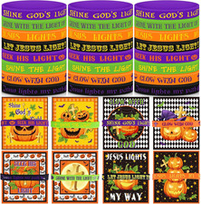 48 Pcs Halloween Party Favors for Kids Christian Silicone Bracelets with Cards R