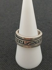 925 sterling silver intricate designs size 9 spinner band ring 10.3 gr. Read