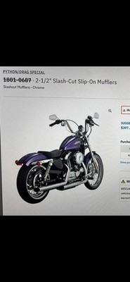 Python/Drag 2.5  Slash Cut Slip On Mufflers For 04+ Sportsters Models