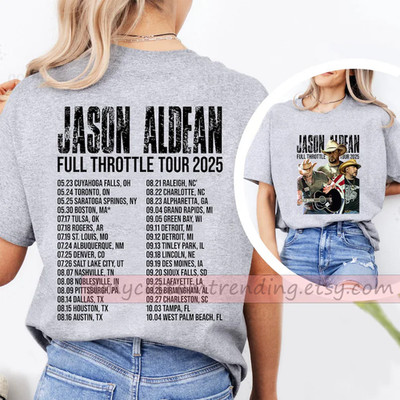 Jason Aldean Full Throttle Tour 2025 T-Shirt, Country Music, sport gey tee