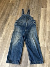Vintage Oshkosh Bib Overalls Men's 44x34 Denim Vestbak Workwear Carpenter 80s
