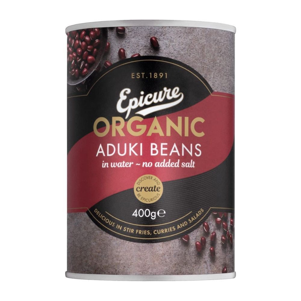 Epicure Organic Aduki Beans In Water 6x400g Tinned Organic