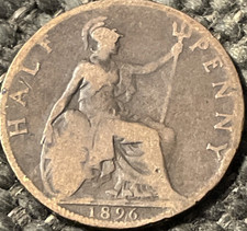 1896 British UK Queen Victoria Half cent Age 129 KM#754 yeppers indeed Bid now .