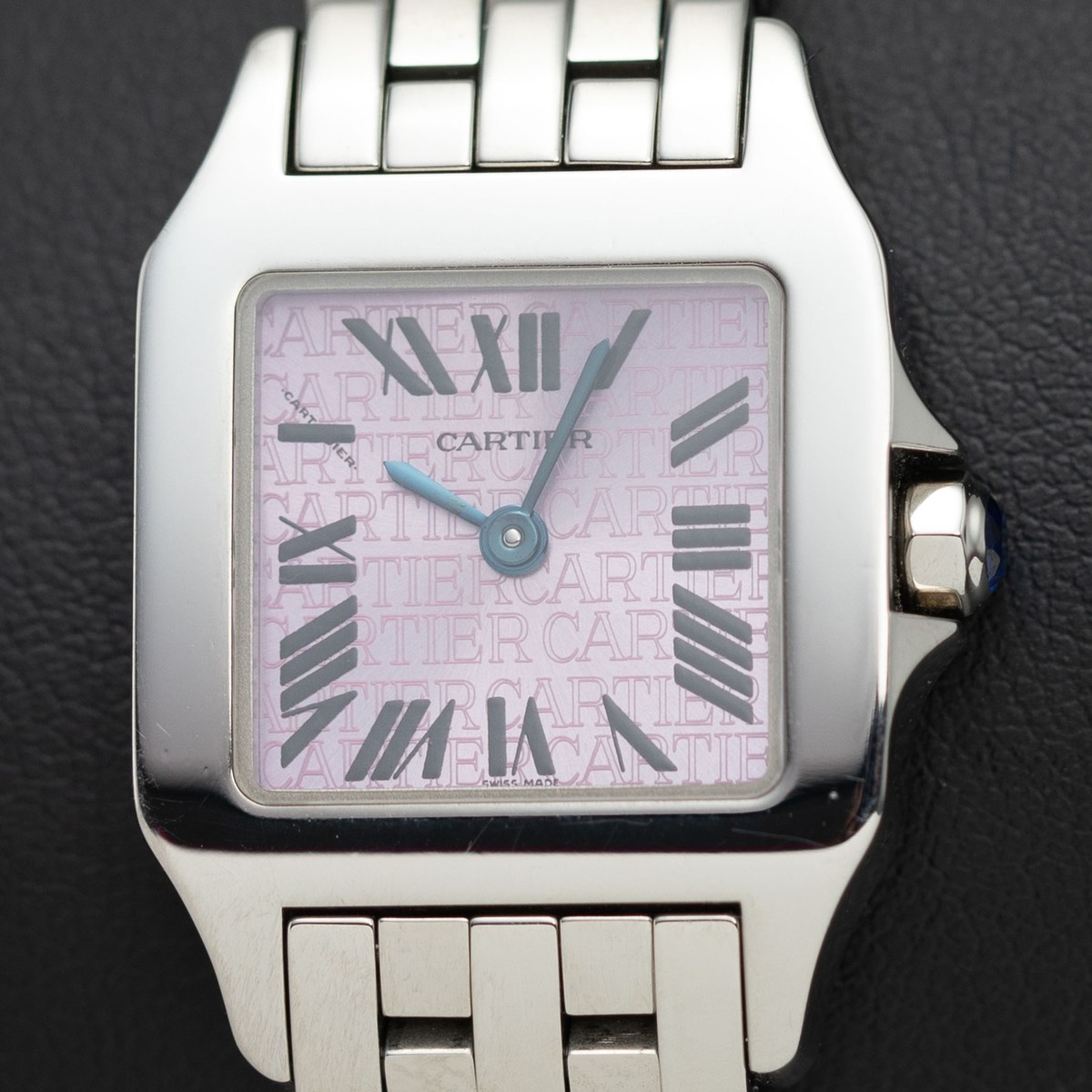 Santos de Cartier Demoiselle Purple Dial 20mm Steel Watch 3140