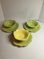Specialty Dinner Ware/set of 3 salad bowls with underplates/Flowers