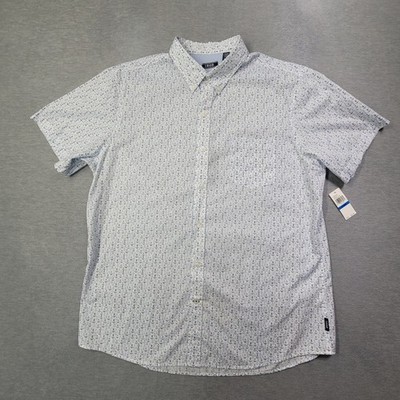 IZOD Shirt Mens XL White Blue Anchors Button Down Advantage Performance NWT