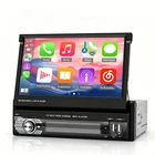 7" Car Radio Single 1Din Retractable Wireless CarPlay Stereo Touch Screen BT FM