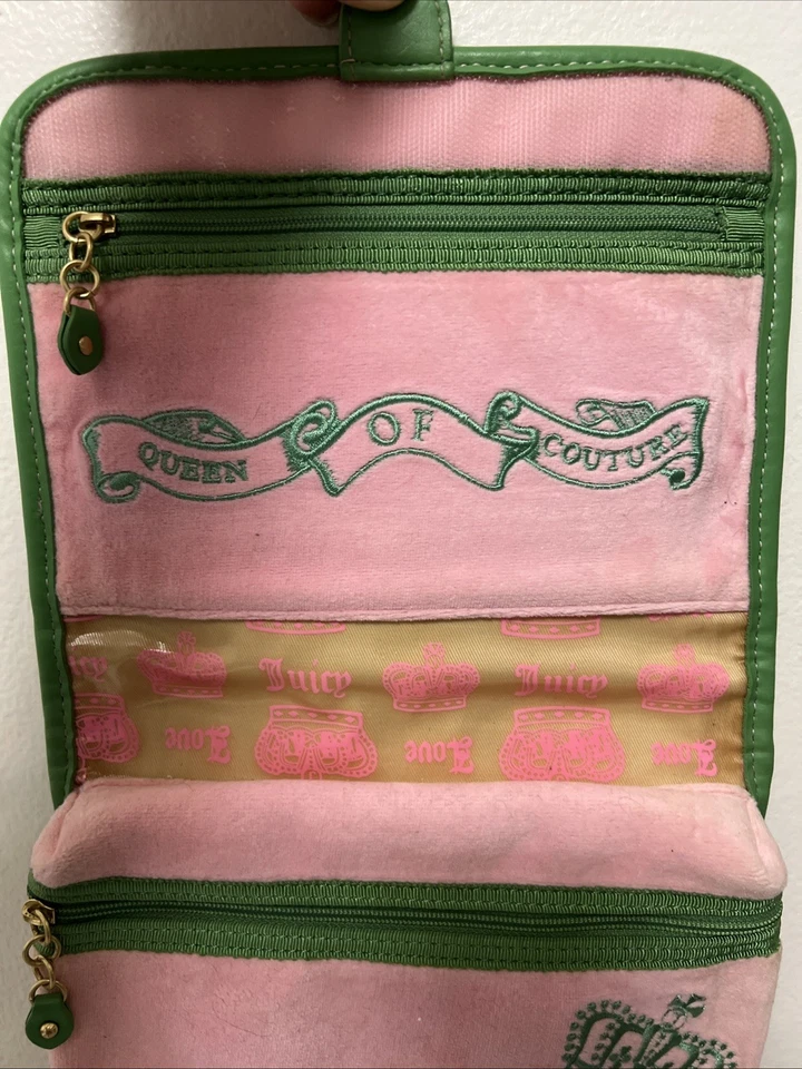 Super Rare Juicy Couture Vintage Y2K Makeup Cosmetic Travel Bag Green Pink EUC - Image 4 of 4