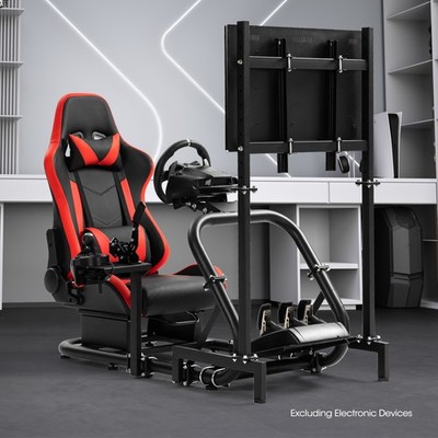 Mokapit Rennsimulator Cockpit mit TV-Ständer und Rotem Sitz für Logitech G29