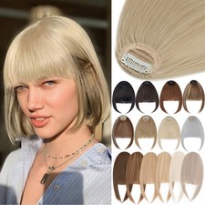 Natural Real as Human Hair French Bangs Clip in Hairpiece Natural Top Fringe USA