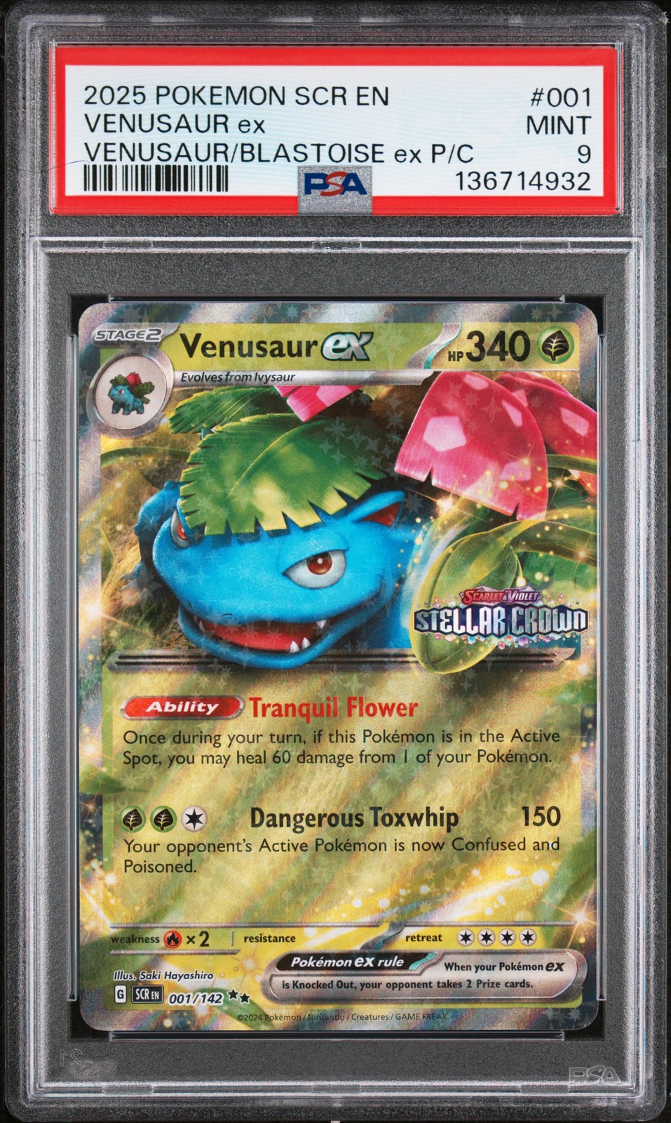 2025 POKEMON SCR EN-STELLAR CROWN #001 VENUSAUR EX PSA 9