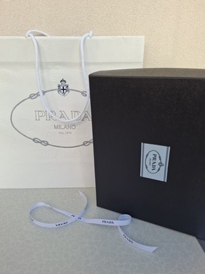  30x26x11 Authentic Prada Dunkelblau Leerkarton mit Original Papiertüte #725