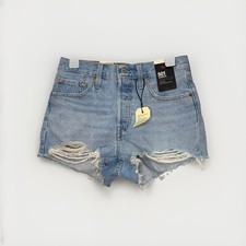 Levi's 501 Original Fit High-Rise Cut-Off Distressed Shorts Light Wash Sz 27 NWT