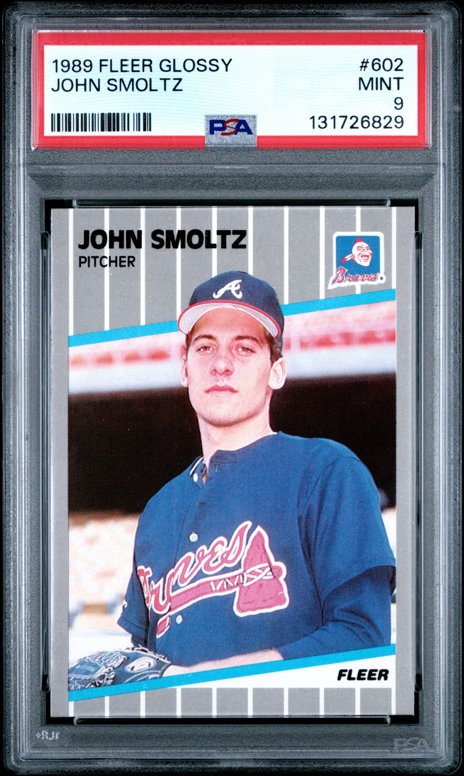 1989 FLEER GLOSSY #602 JOHN SMOLTZ PSA 9