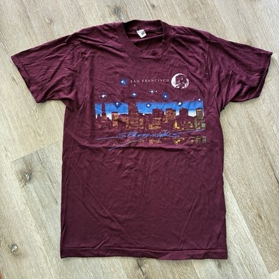 Vintage DeadStock NOS Screen Stars San Francisco  Starry Night  Maroon Size S-M