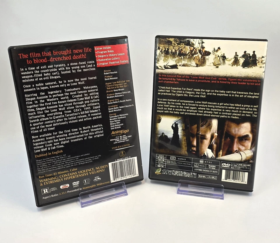 Shogun Assassin 1 & 2 Lightning Swords of Death DVD Lot Animeigo Samurai Films - Image 2 of 4