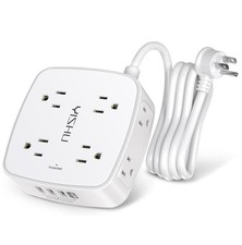 6FT Surge Protector Power Strip 8 Outlets 4 USB Ports Flat Plug Desk Charging St