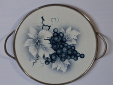 ♥ Art Deco Tortenplatte Spritzdekor Bauhaus Kuchenplatte Keramik Metall