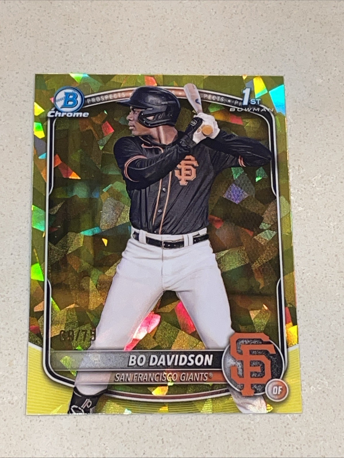 2025 Bowman Chrome Sapphire Bo Davidson 1st Prospect Giants Yellow /75 BCP-206
