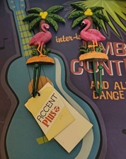 Set of Flamingo Wall Hooks 2.5" 8.5"by Accent Plus Iron  Resin NIB