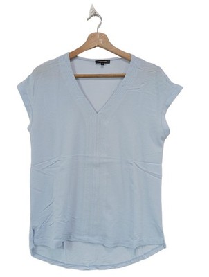 MORE & MORE V-Ausschnitt-Shirt Damen Shirt Gr. DE 34 blau Casual-Look