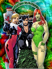 DC Comics Harley Quinn X Catwoman X Poison Ivy 6" High Quality Vinyl Sticker