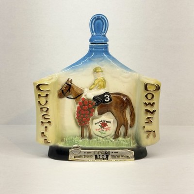 Churchill Downs 1971 empty Jim Beam Bourbon Whiskey bottle VF cond. s-6