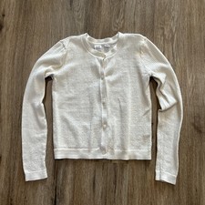 GAP Kids Girls White 100 Cotton Waffle Light Knit Cardigan Sz L