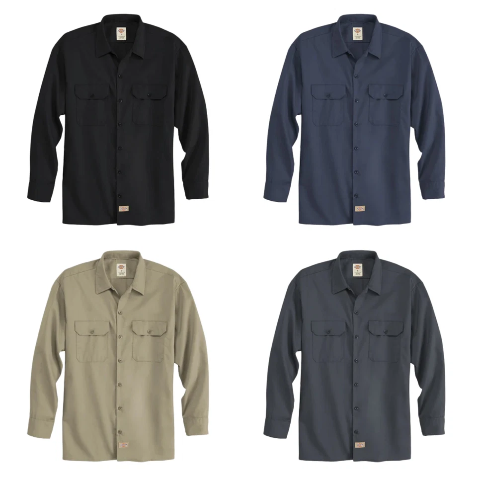 Dickies Men's Shirt Long Sleeve Traditional Button Front Uniform Work Shirt 574