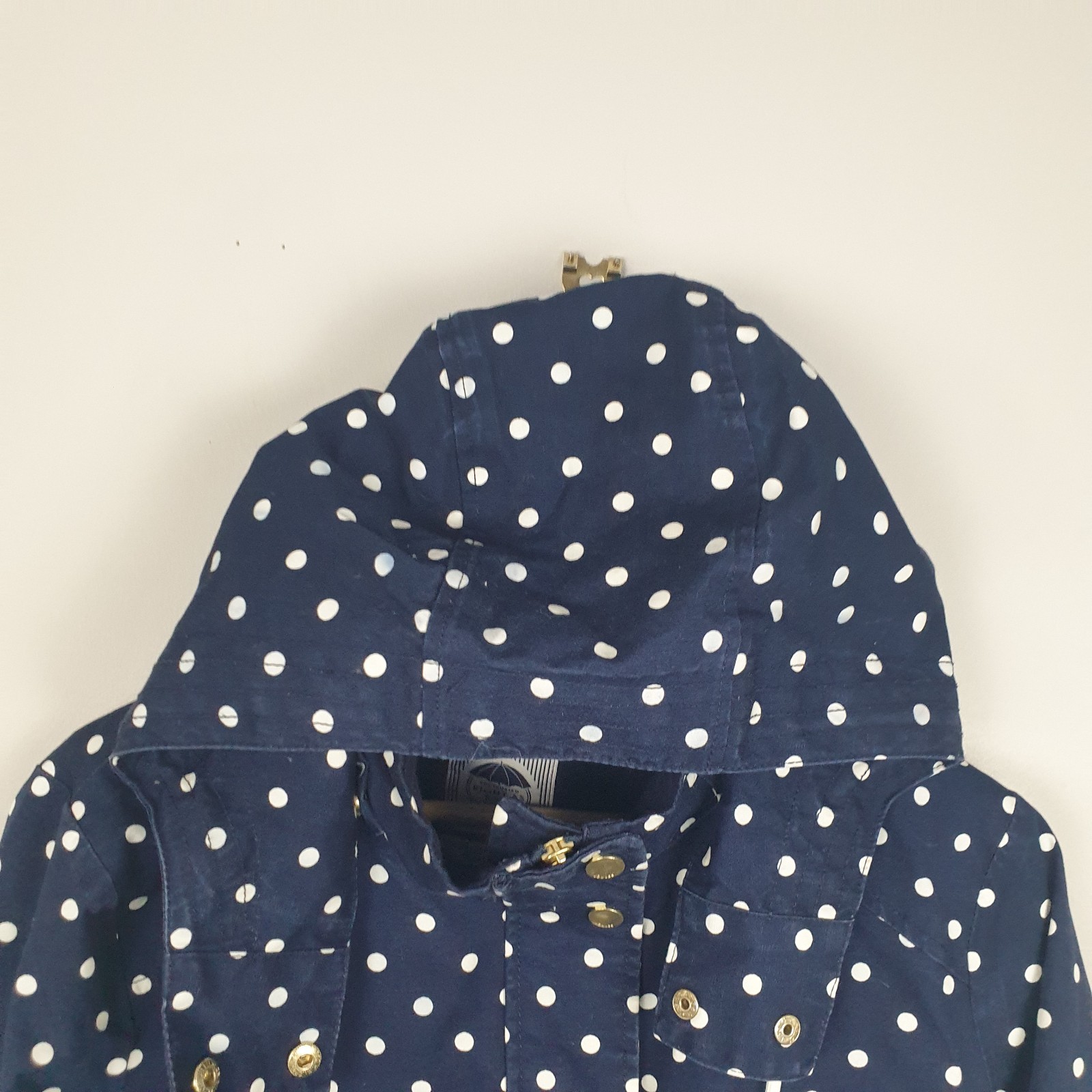 Joules Coast Jacket Womens UK 12 Navy Polka Dot Hooded Waterproof Right As Rain image 2