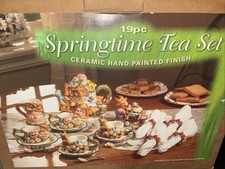 CIB 19 Piece Easter Springtime Tea Set Hand Painted Item 662248