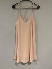 Lush Women's Beige Chemise Slip Spaghetti Strap Lingerie Dress, Size L