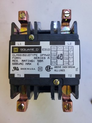MADE IN THE USA!  Square D Definite Purpose Contactor 2 Pole Open Type 24V 40A