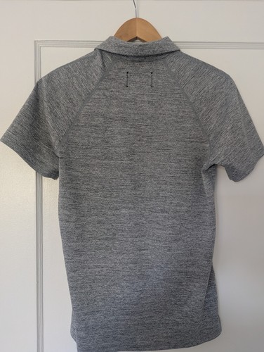 Reigning Champ Herren Reißverschluss Polo Solotex Mesh meliert grau Small hergestellt in Kanada - Bild 5 von 5