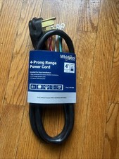 Whirlpool PT400 4 ft. Long 4-Prong 40-Amp Power Cord Black for Range/Oven/Stove