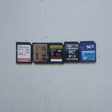 Lot of 5, 64GB SD Cards mixed brands