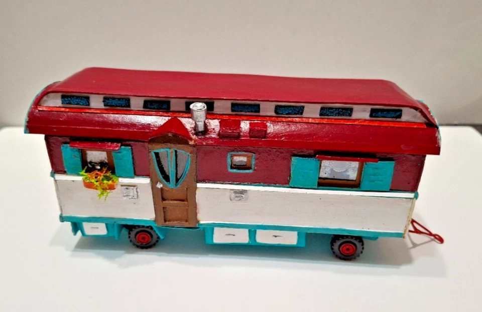ROULOTTE FORAINE diorama verdine caravane maquette cirque fete foraine - Photo 3/4