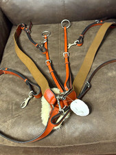 Exselle Leather English Running Martingale/Breastplate w/ Elastic Training Reins