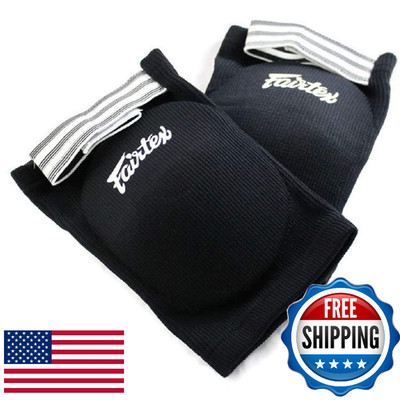 Fairtex Elastic Elbow Pads EBE1 Muay Thai Kick Boxing Protect Soft Fabric (Black